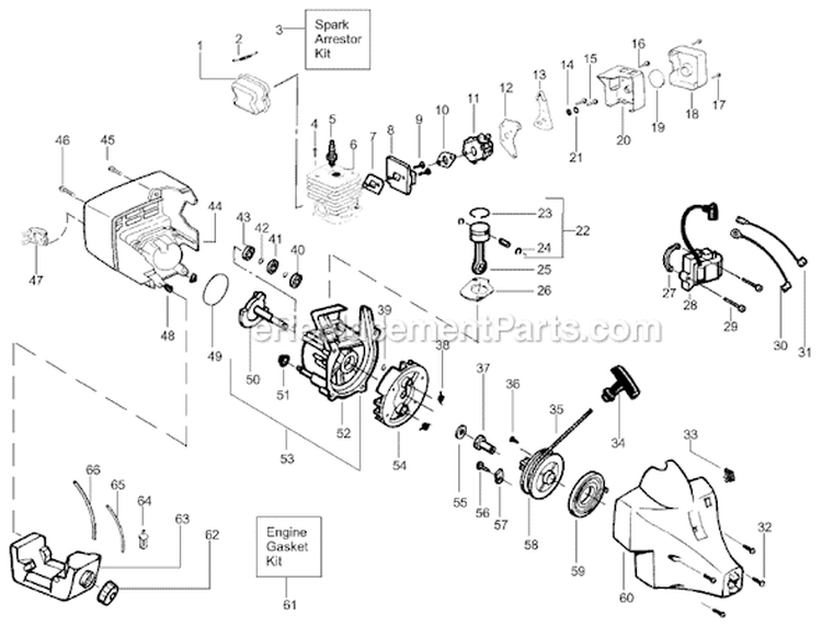 Page B Diagram and Parts List for XT300 Type 1 Weed Eater Trimmer